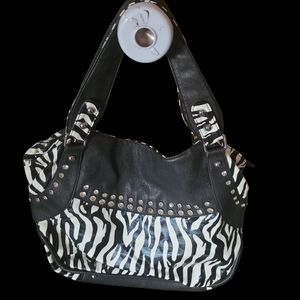 Zebra Print with Stones HandBag/Purse
